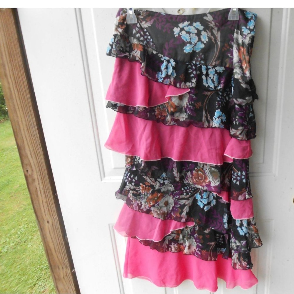 sharon tang ruffled floral skirt M